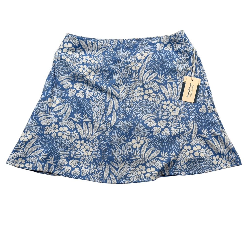 NEW Tommy Bahama Skort Women Small Blue White Tropical Floral Active UPF 50